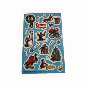 Curious George Christmas Stickers Carlton Cards Sheet Vintage Holiday Rey